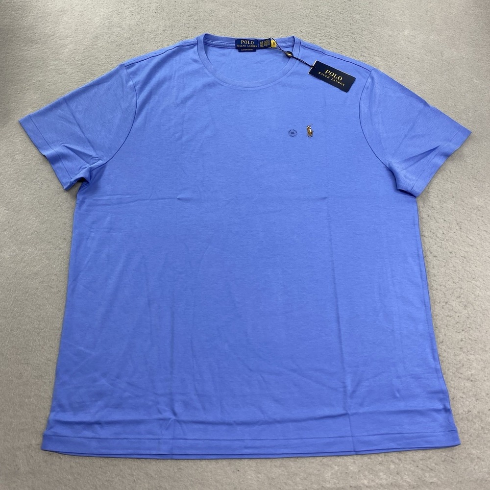 Polo Ralph Lauren T Shirt Mens XXL Blue Custom Slim Fit Crew Neck Pony